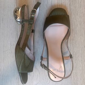 NEW J.Crew Fiona sandals in silk faille, gold heel